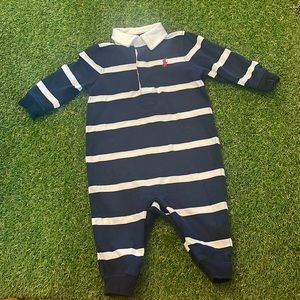 Ralph Lauren Blue Striped Onesie